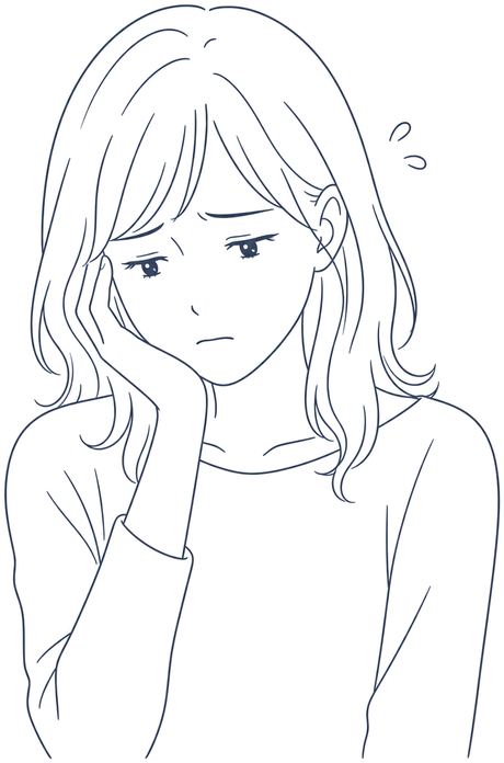 困っている女性のイラスト